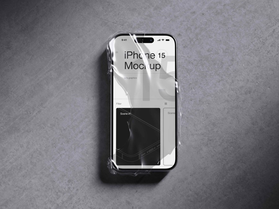 I-Mockups: iPhone 15 Pro Devices mockups in industrial environment