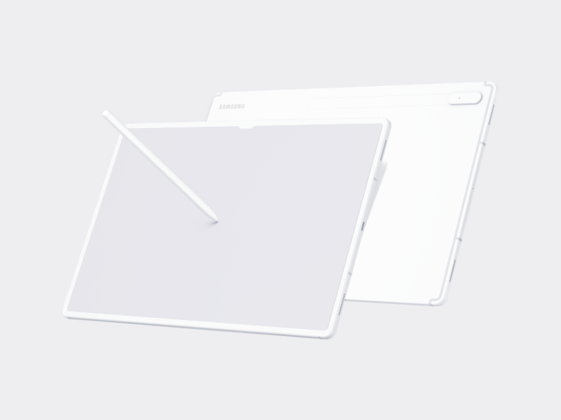Galaxy Tab S8 Ultra Mockups Realistic and Clay Devices