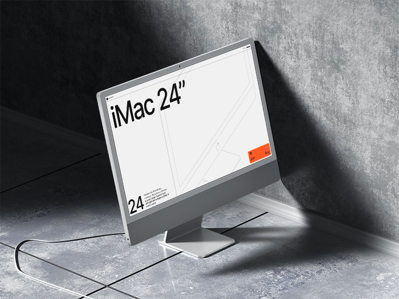 G-Mockups: iMac 24 Inch iMac Mockups in a Brutalist Environment